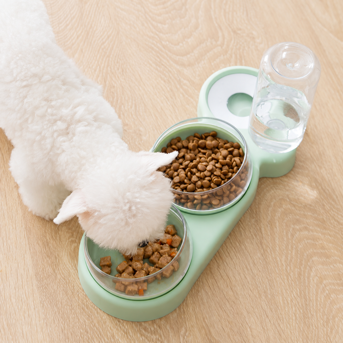 Double Pet Bowl with Automatic Water Dispenser