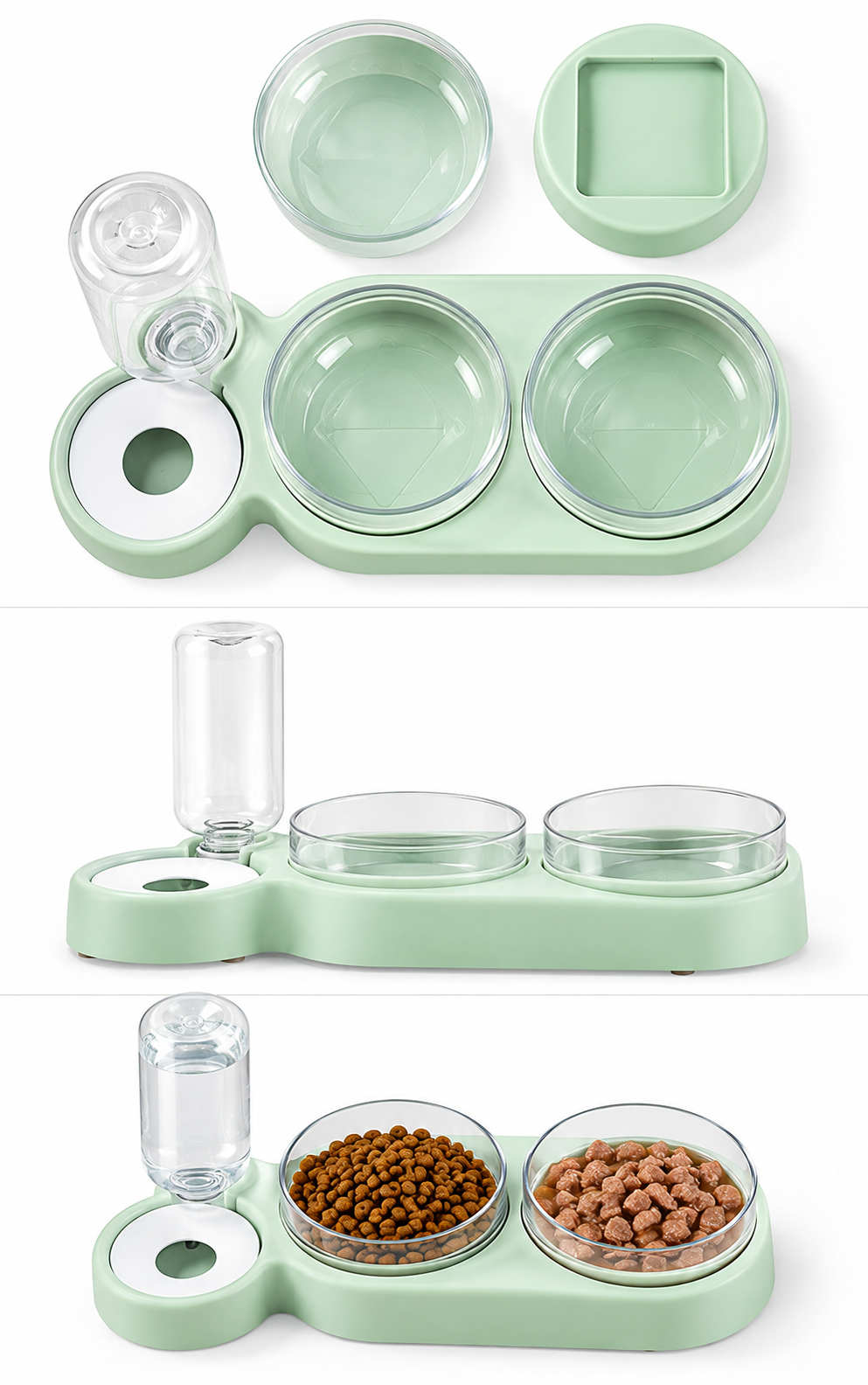 Double Pet Bowl with Automatic Water Dispenser