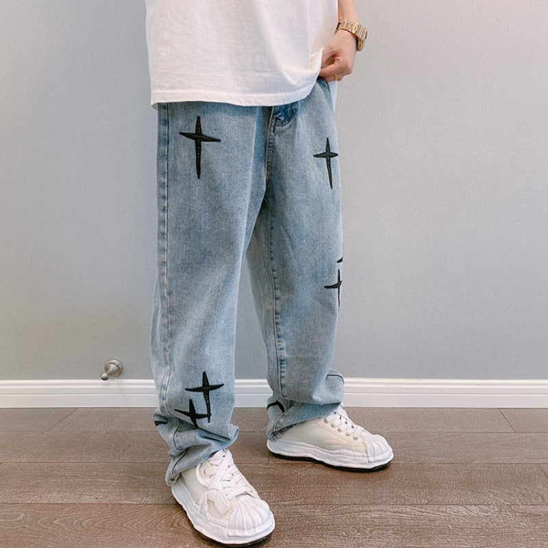 Embroidered Jeans Men&