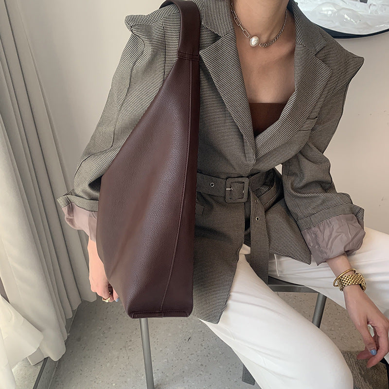 Autumn And Winter New Soft Leather High Capacity One Shoulder Tote Bag