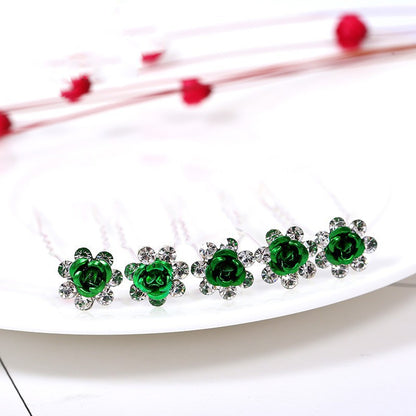 Alloy Rhinestone Tuck Comb Rose Diamond Hair Comb Stylish Hair Accessories Accessories