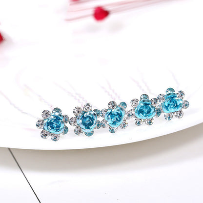 Alloy Rhinestone Tuck Comb Rose Diamond Hair Comb Stylish Hair Accessories Accessories