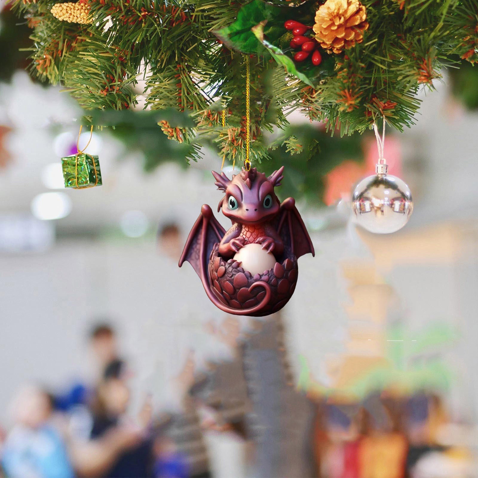 Creative Dragon Egg Treasure Acrylic Automobile Hanging Ornament Christmas Decorations