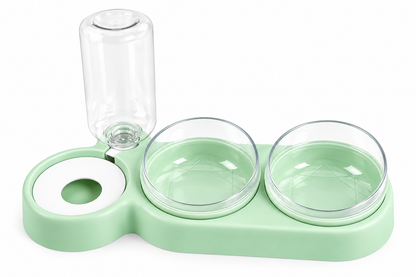 Double Pet Bowl with Automatic Water Dispenser