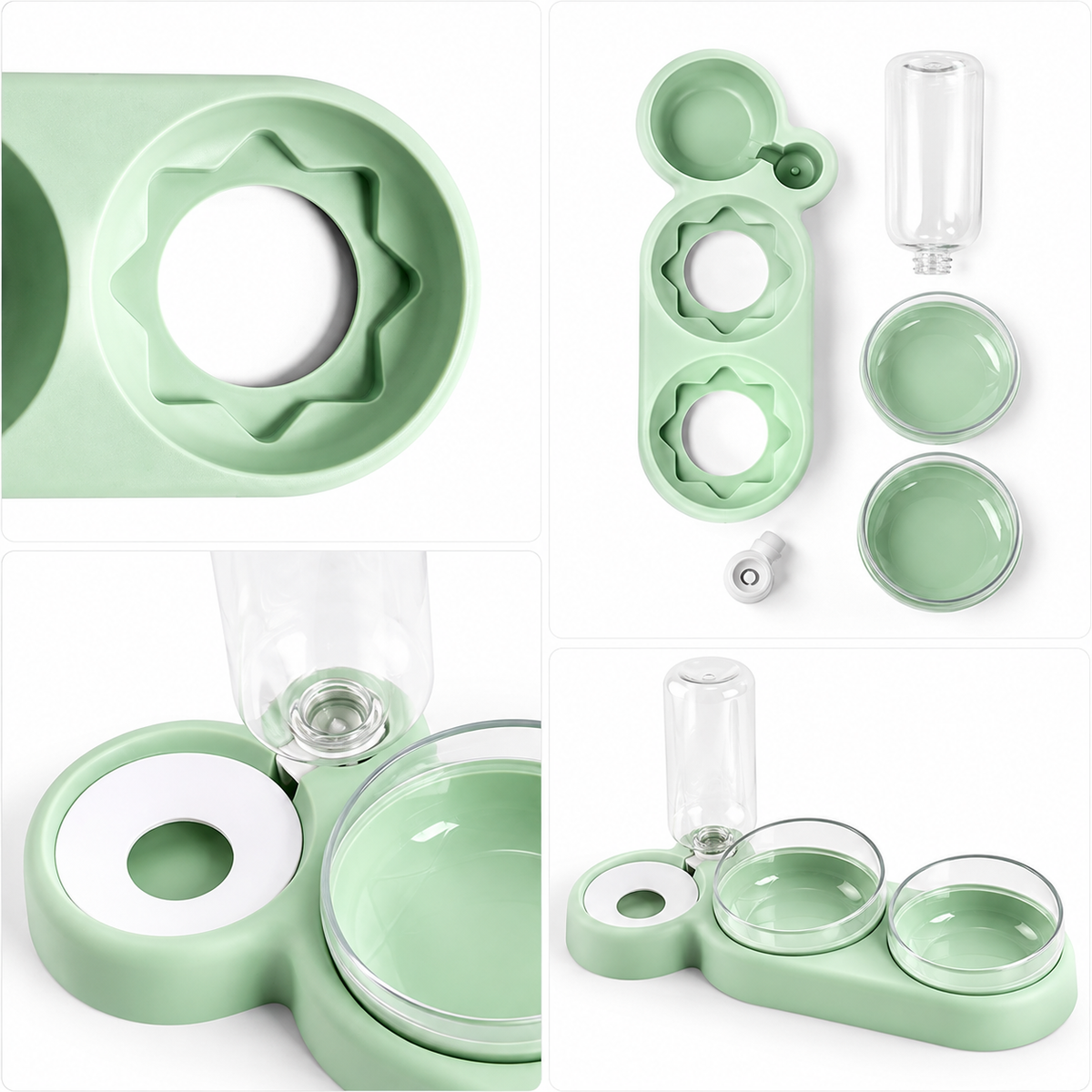 Double Pet Bowl with Automatic Water Dispenser