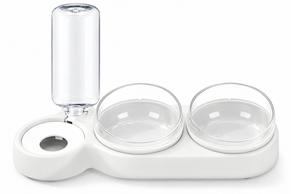 Double Pet Bowl with Automatic Water Dispenser