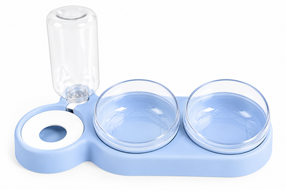 Double Pet Bowl with Automatic Water Dispenser