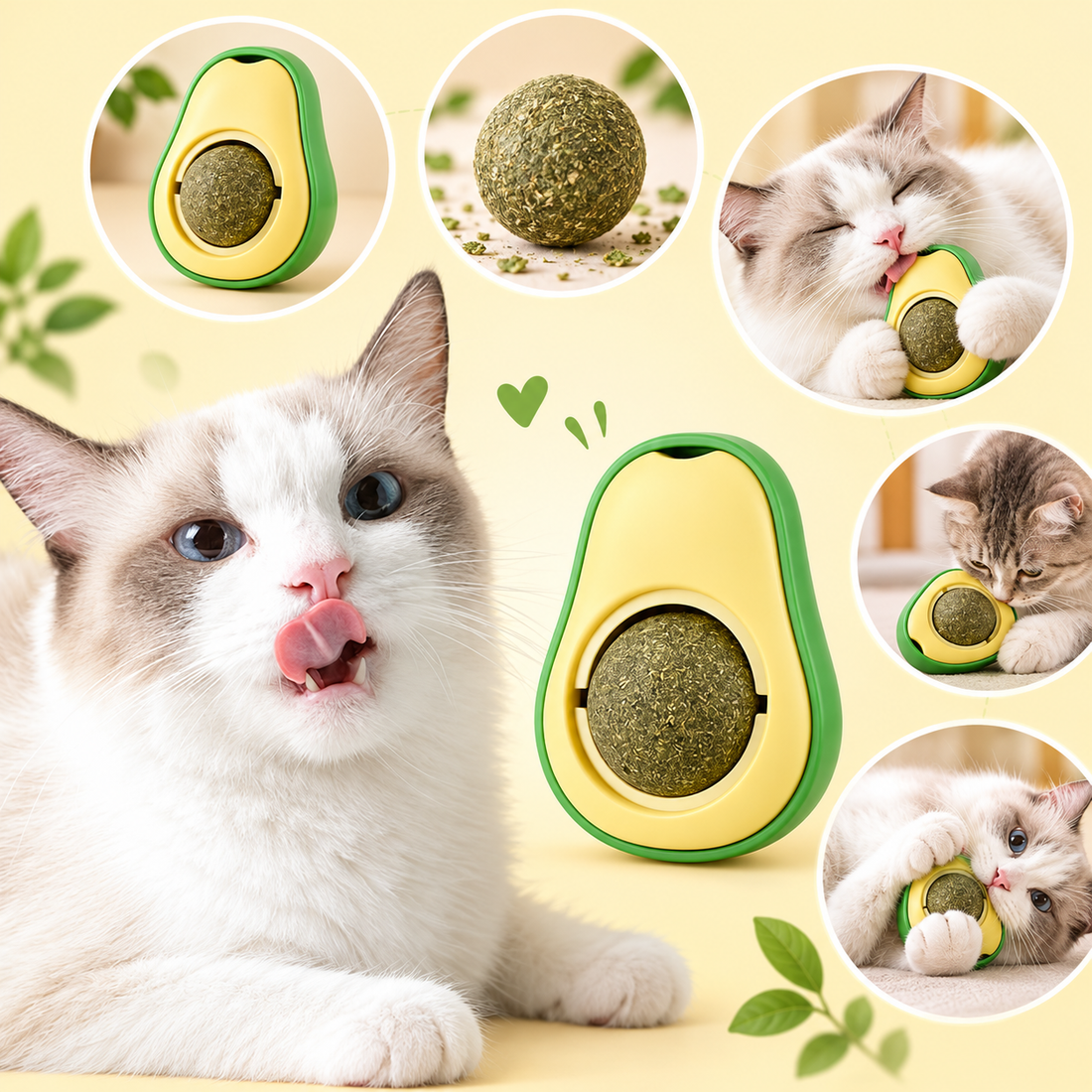 Avocado Catnip &amp; Gall Fruit Ball Toy for Cats