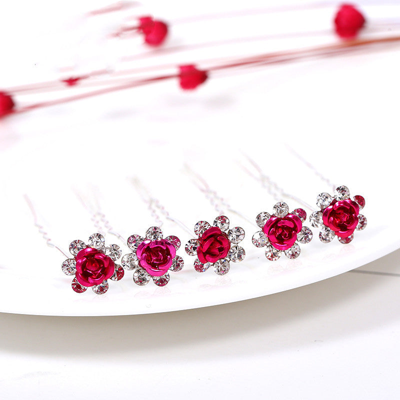 Alloy Rhinestone Tuck Comb Rose Diamond Hair Comb Stylish Hair Accessories Accessories