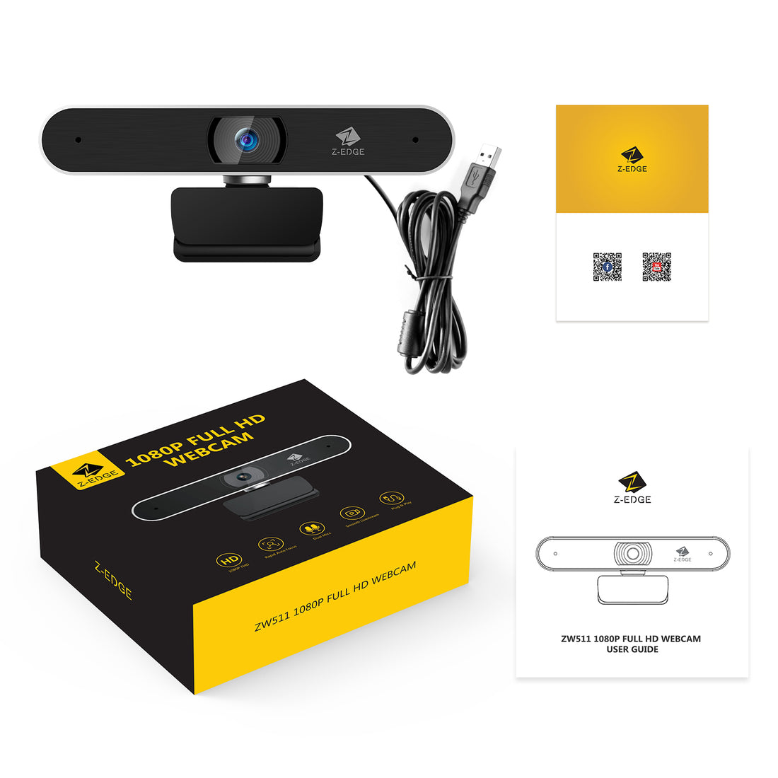 Z-EDGE ZW511 Full HD 1080P Auto Focus Webcam For PC, Desktop And Laptop