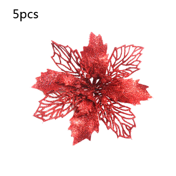 Glitter Artifical Christmas Flowers Christmas Tree Decorations For Home Fake Flowers Xmas Ornaments New Year Decor