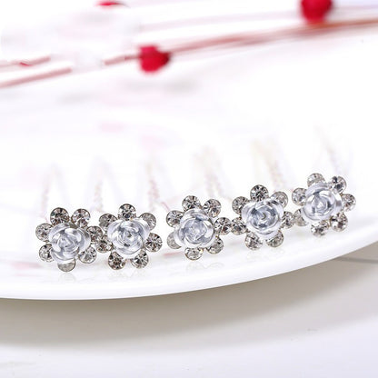 Alloy Rhinestone Tuck Comb Rose Diamond Hair Comb Stylish Hair Accessories Accessories