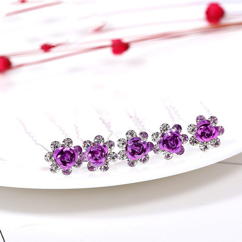 Alloy Rhinestone Tuck Comb Rose Diamond Hair Comb Stylish Hair Accessories Accessories