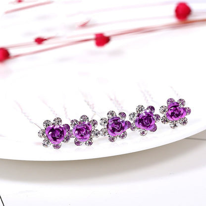 Alloy Rhinestone Tuck Comb Rose Diamond Hair Comb Stylish Hair Accessories Accessories