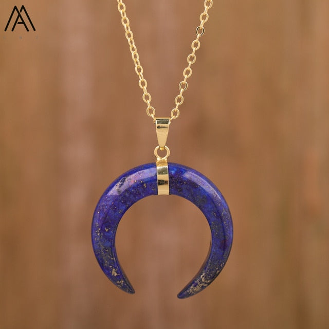 Moon Shape Amethyst Pendant Necklace