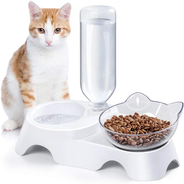 Double Pet Bowl with Automatic Water Dispenser