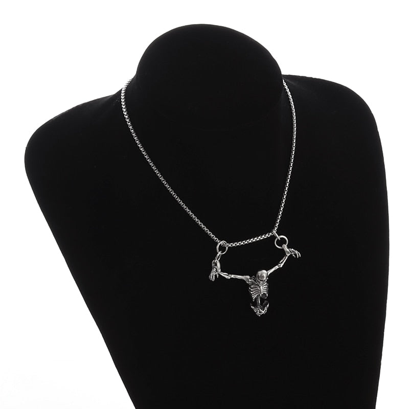 Crucifixion Skull Pendant Necklace